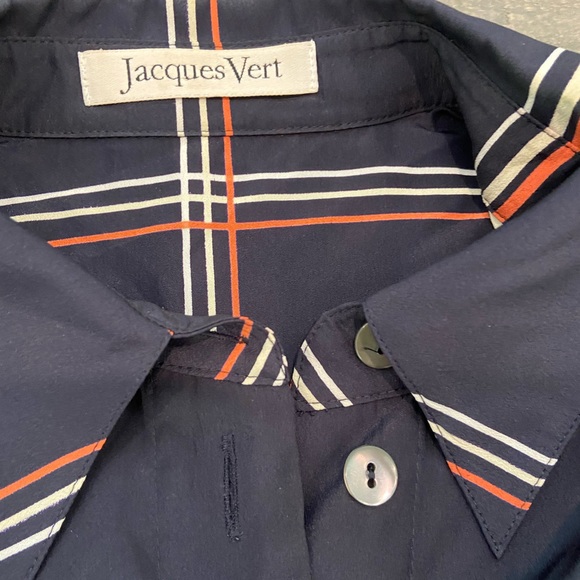 Jacques Vert Long Sleeve window pane button front blouse. Sz 8 - Picture 7 of 8